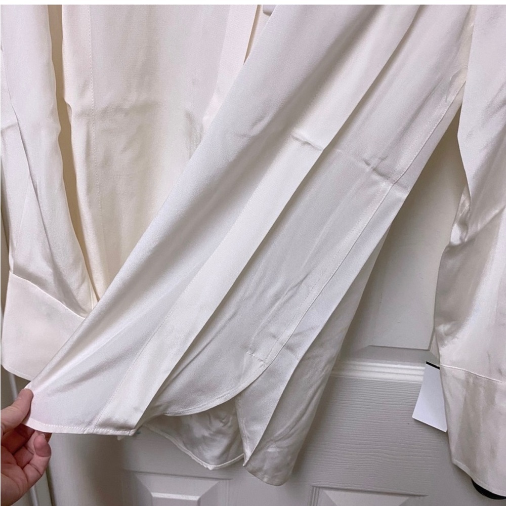NWT Paper Denim & Cloth Silk Snap Blouse Ivory - Picture 3 of 4